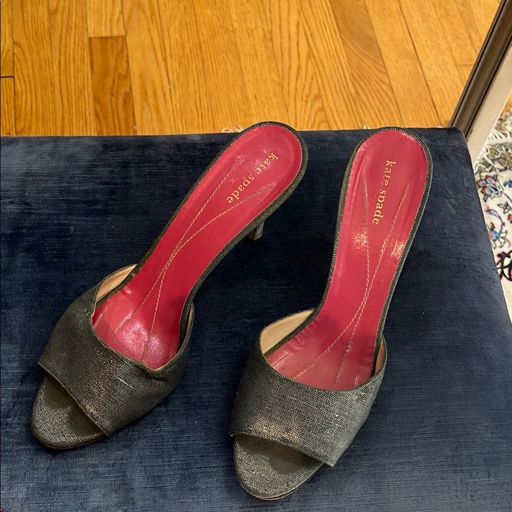 Kate Spade "Gala Too" Slides Sandals Metallic Leather - size 10.5